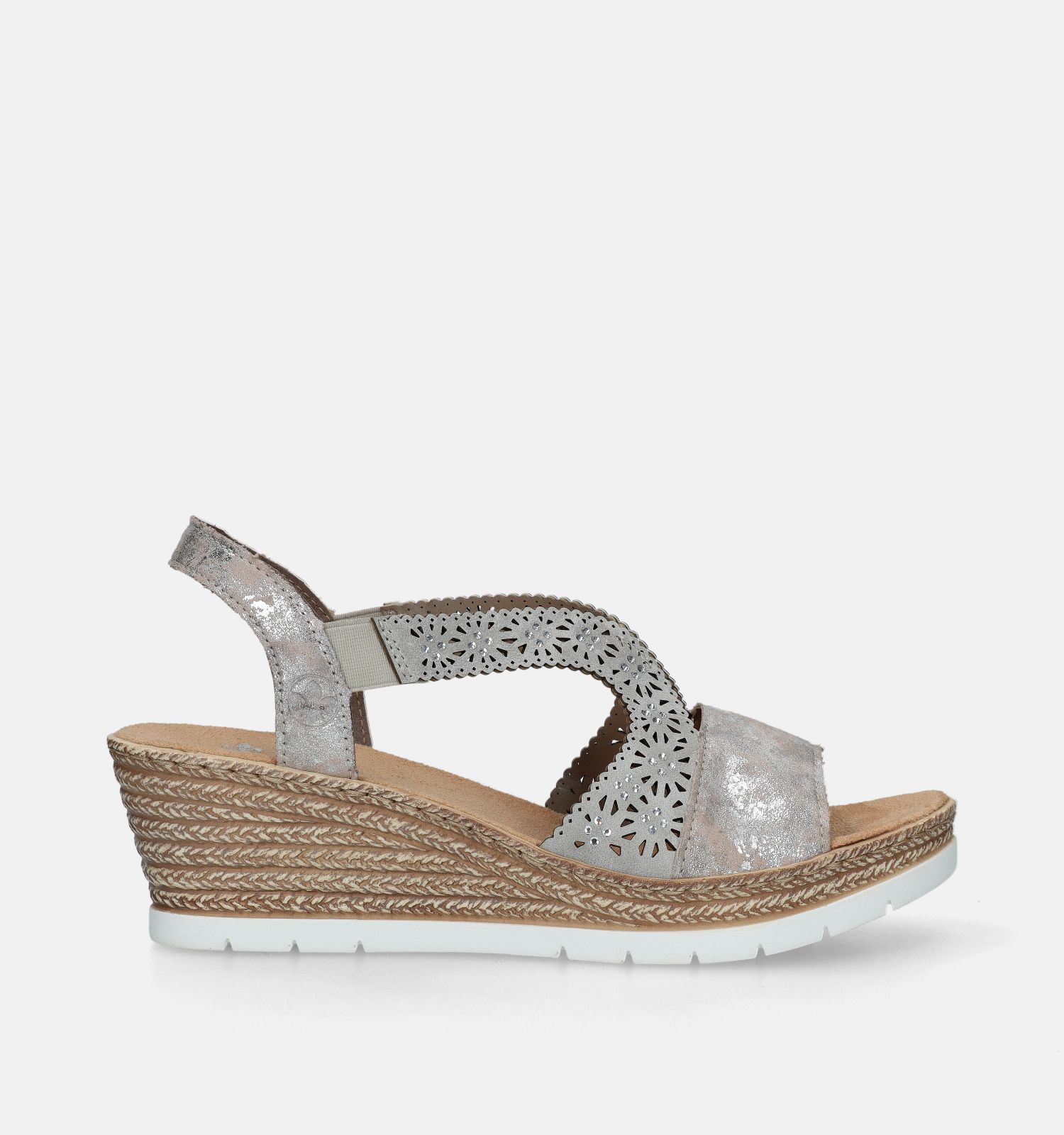 Rieker Zilveren Sandalen met sleehak Dames Sandalen Online op TORFS.BE